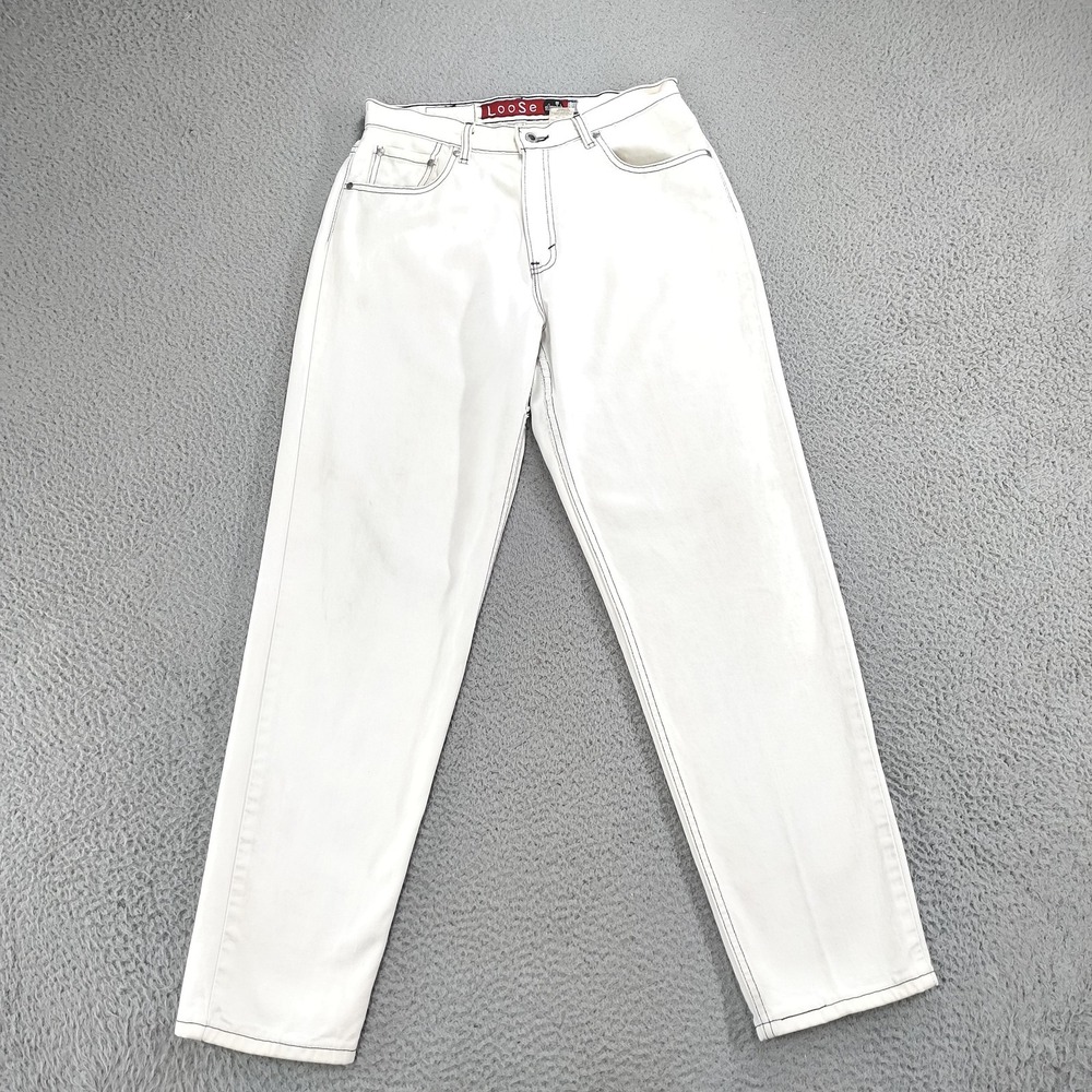 Vintage Levi's SilverTab Jeans Womens Medium 11/12 White Loose Made in USA 90s